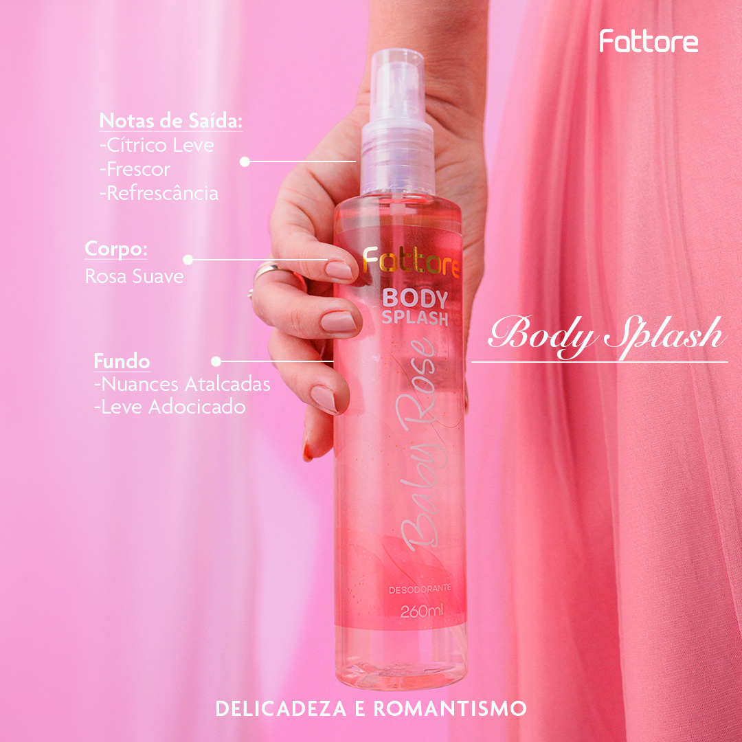 Kit Body Splash Baby Rose + Hidratante Rosa Mosqueta e Amora – Hidratação e Perfume Corporal