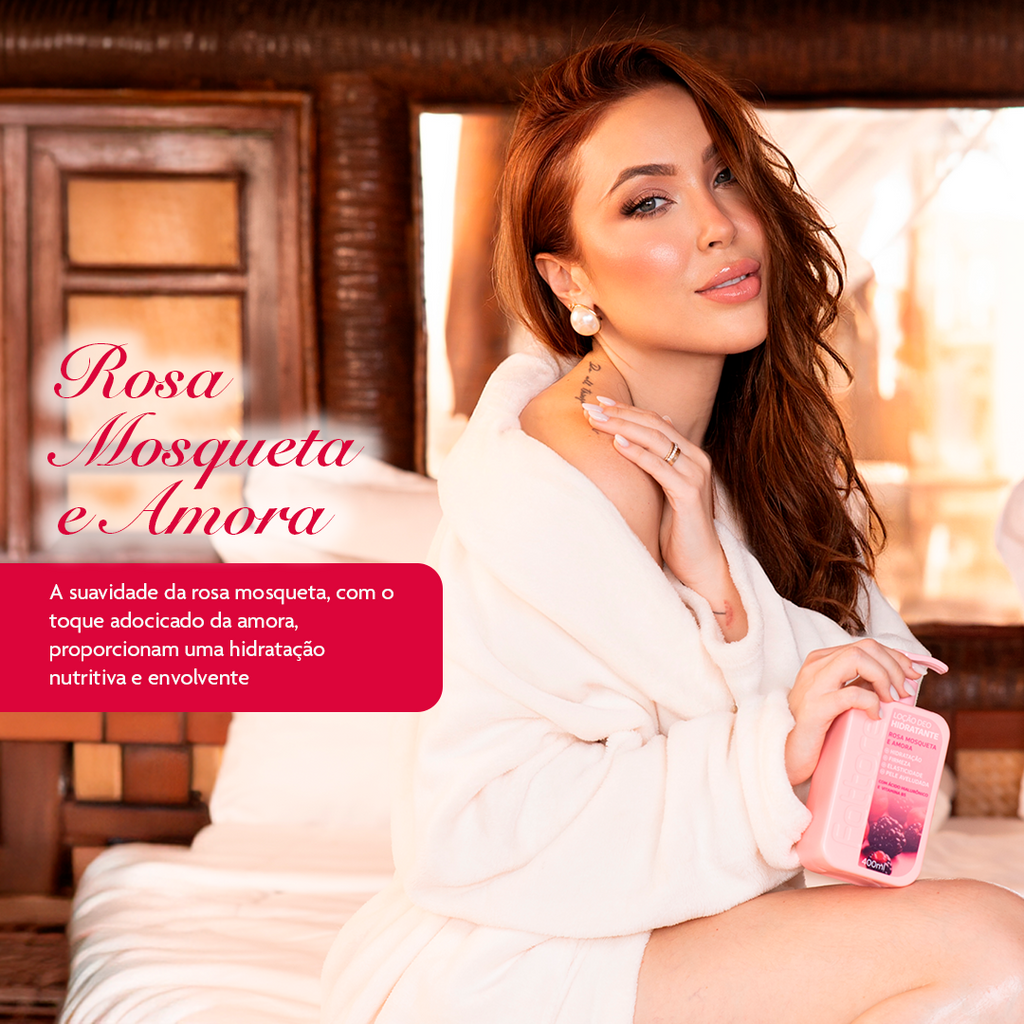 Kit Body Splash Baby Rose + Hidratante Rosa Mosqueta e Amora – Hidratação e Perfume Corporal