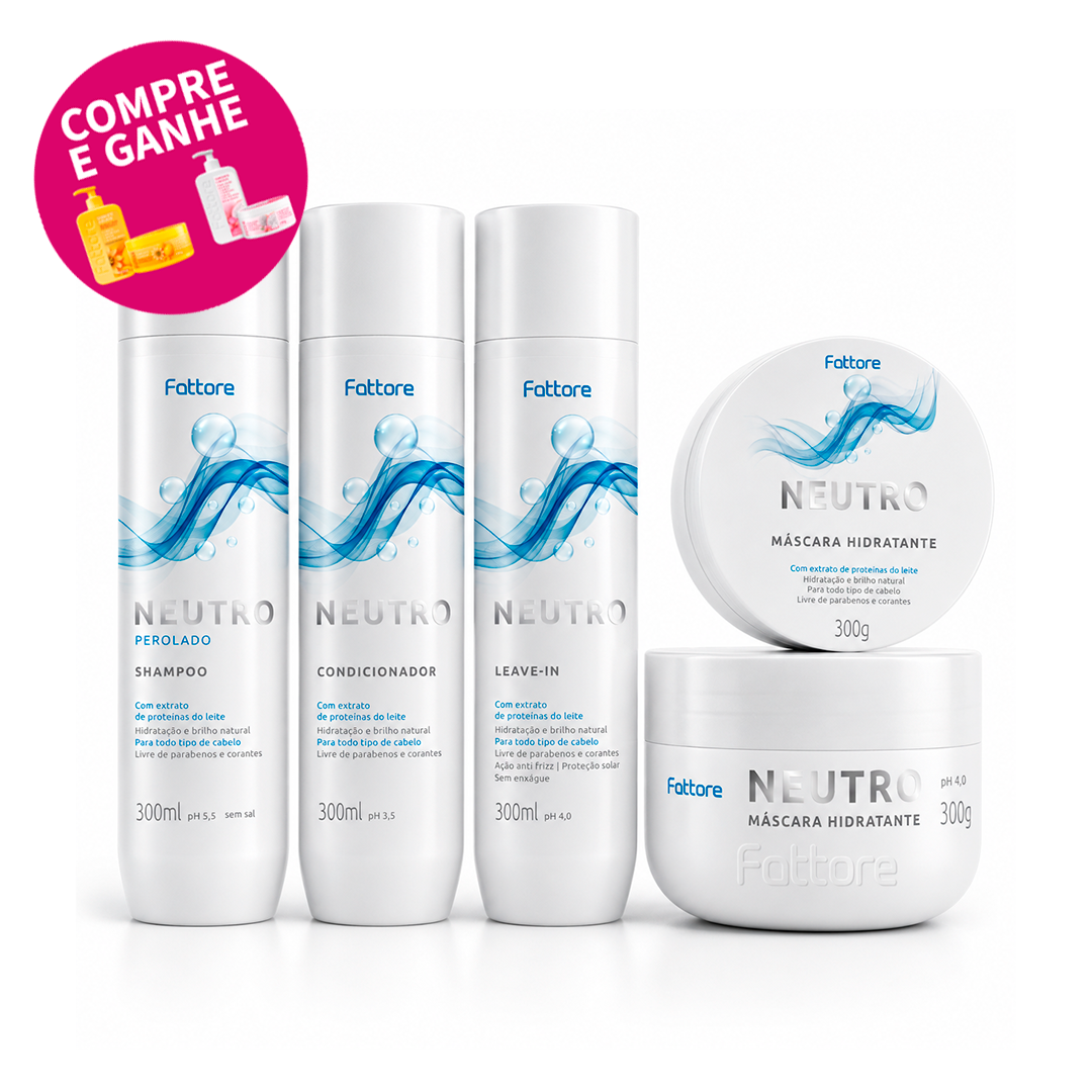 Fattore Kit Neutro – Nutrição, Brilho e Proteção Solar (4 Itens)