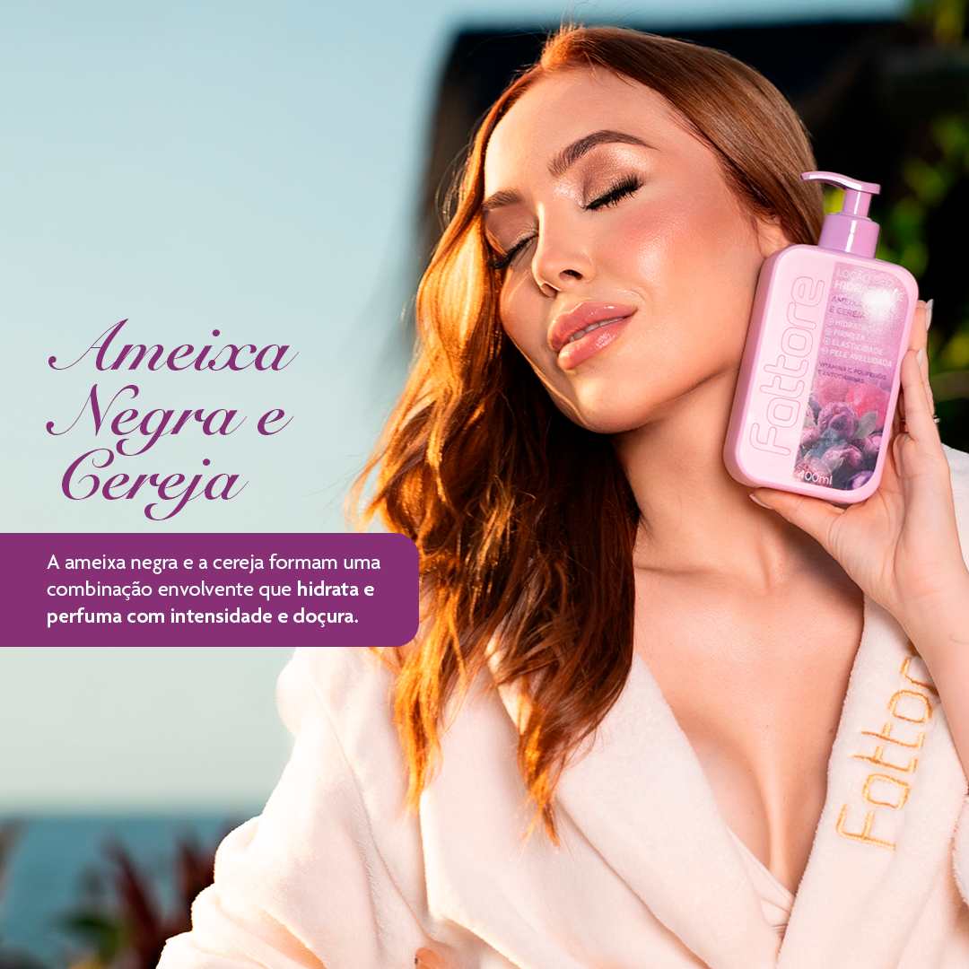 Kit Body Splash Seduction + Hidratante Ameixa Negra e Cereja – Hidratação com Perfume Intenso