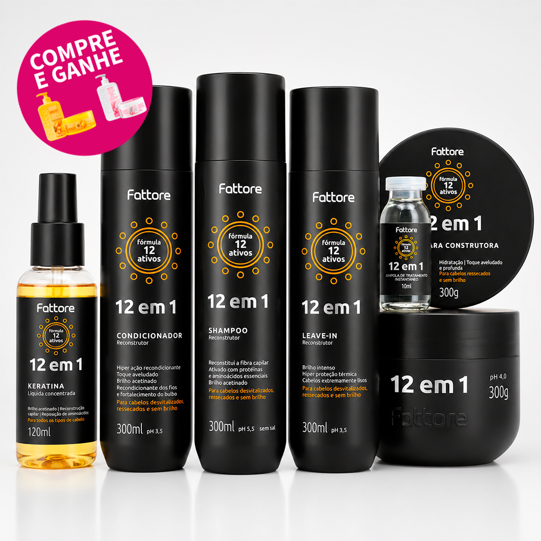 Fattore Kit Completo 12 em 1 – Tratamento Profissional (6 Itens)