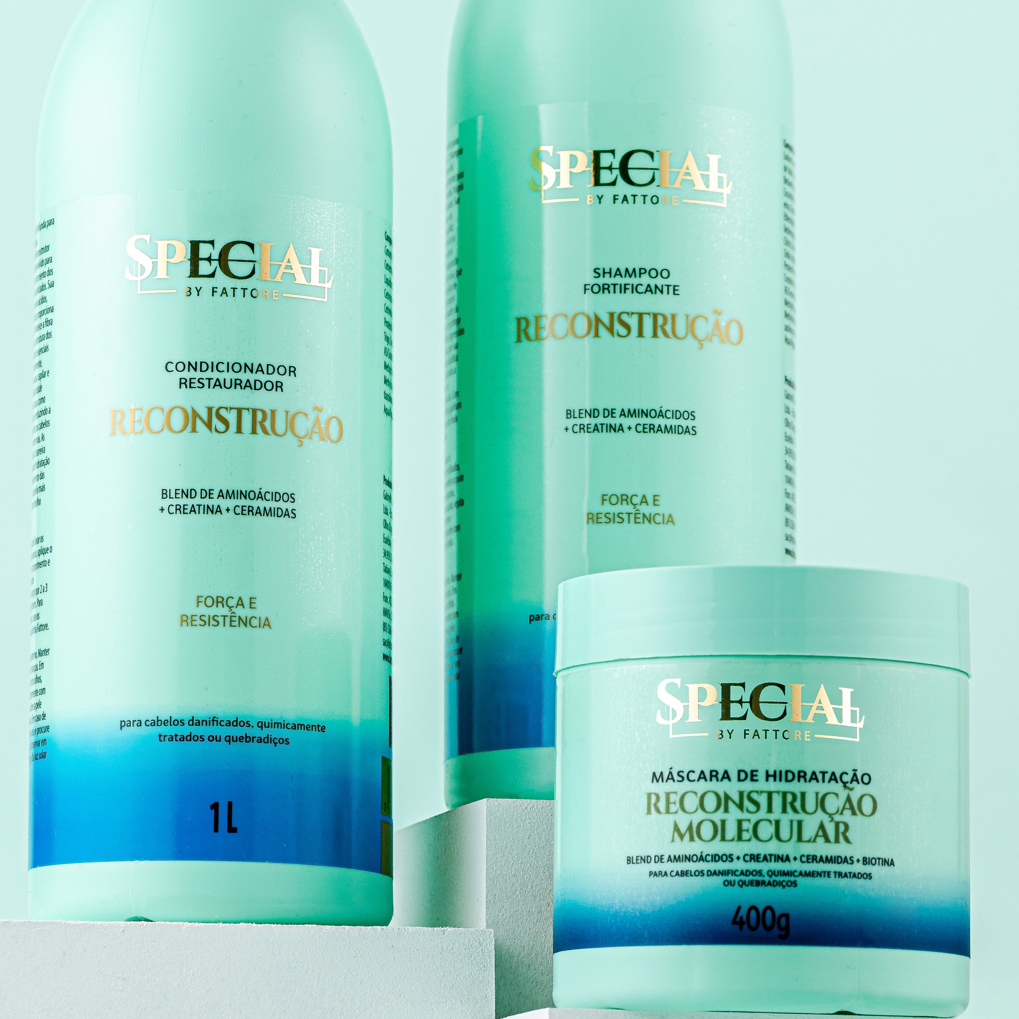Kit Reconstrução Shampoo e Condicionador 1L + Máscara 400g