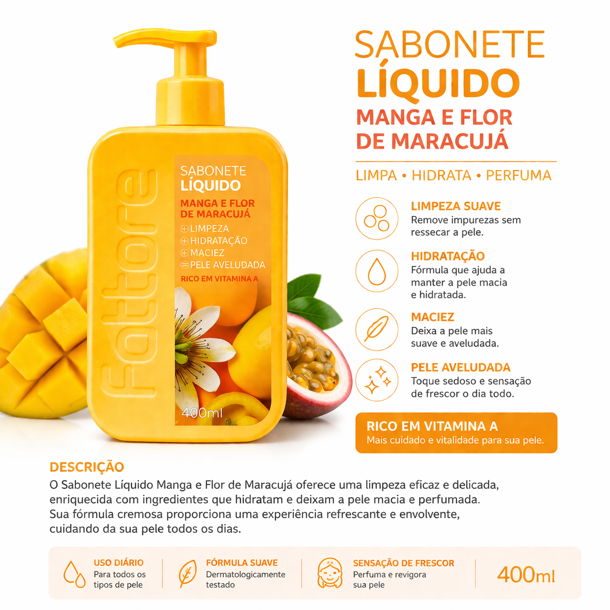 Kit Sabonete e Esfoliante Manga e Flor de Maracujá – Limpeza, Hidratação e Pele Lisa