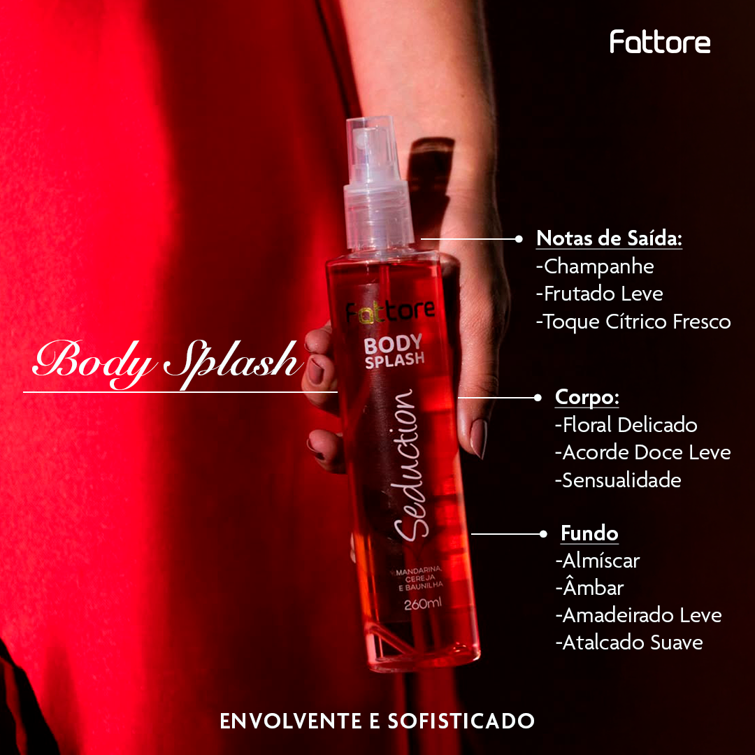 Fattore Kit Body Splash - Alta Fixação, Perfume Duradouro (4 Itens)