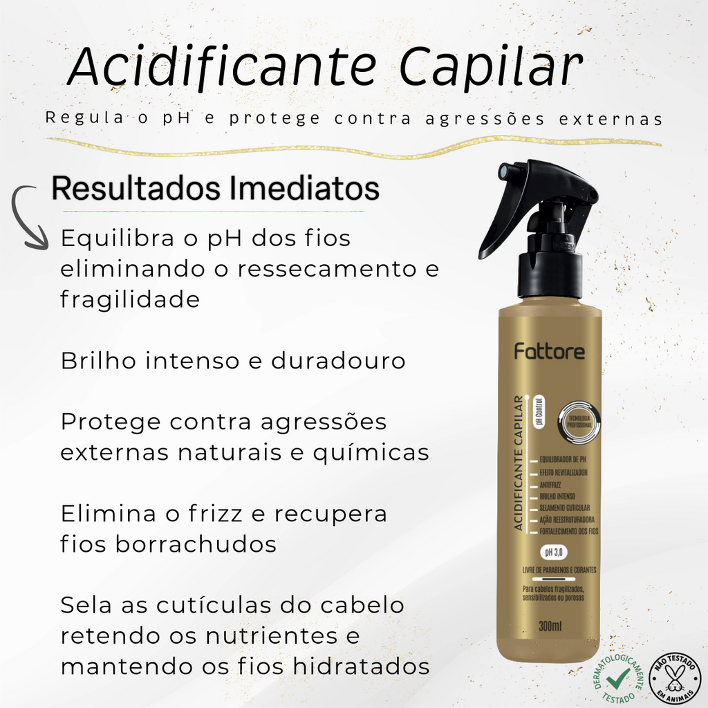 Fattore Spray Acidificante – Regulador de pH e Brilho Sem Frizz 300ml