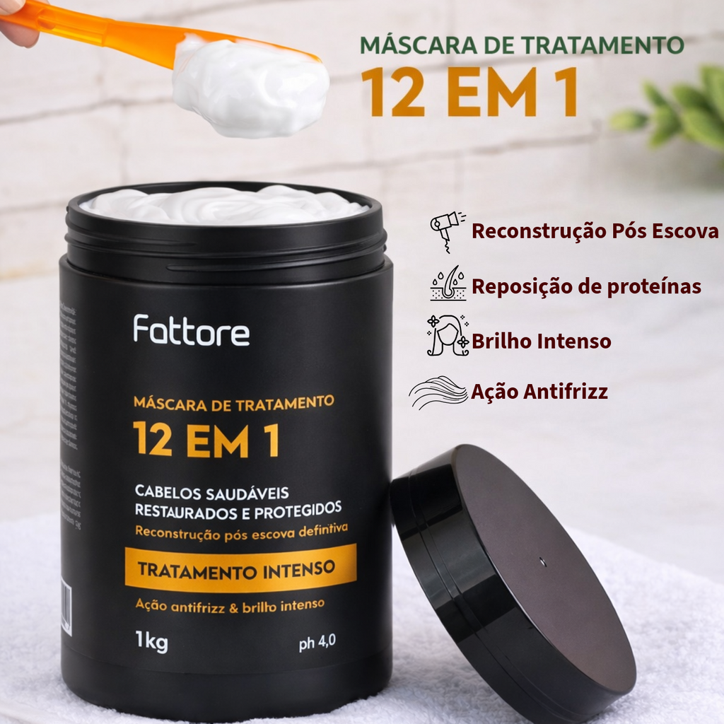 Máscara de Tratamento 12 em 1 1KG – Reconstrução, Força e Brilho