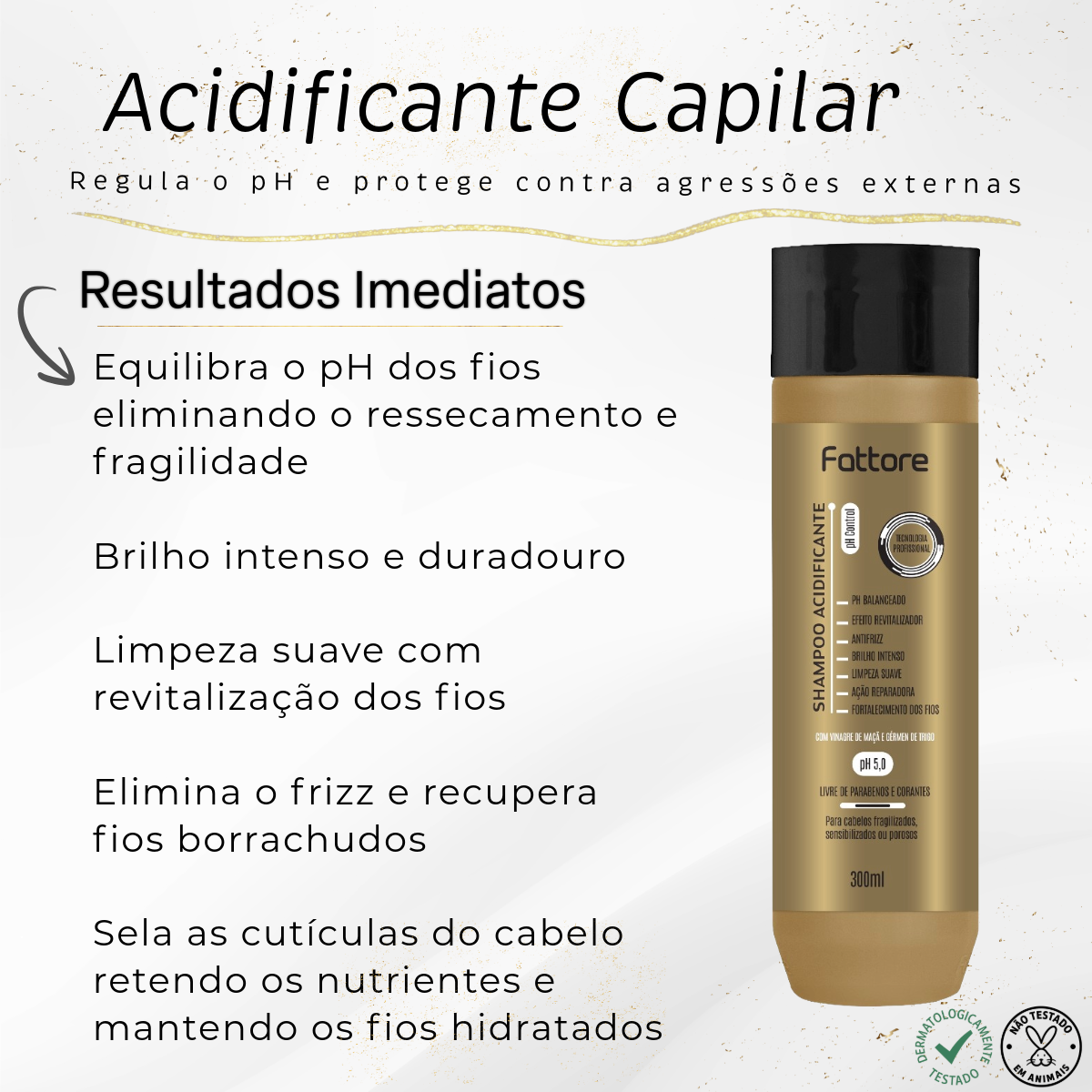 Fattore Shampoo Acidificante pH Control 300ml – Brilho Intenso e Antifrizz