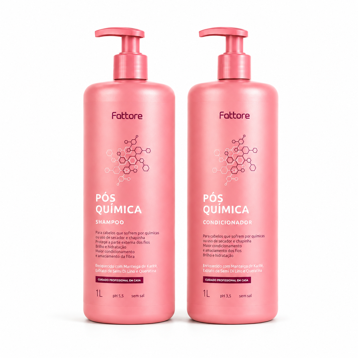 Fattore Kit Pós Química Shampoo 1L + Condicionador 1L