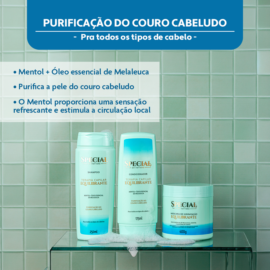 Kit Completo Equilibrante Terapia Capilar - Shampoo + Condicionador + Máscara Special By Fattore