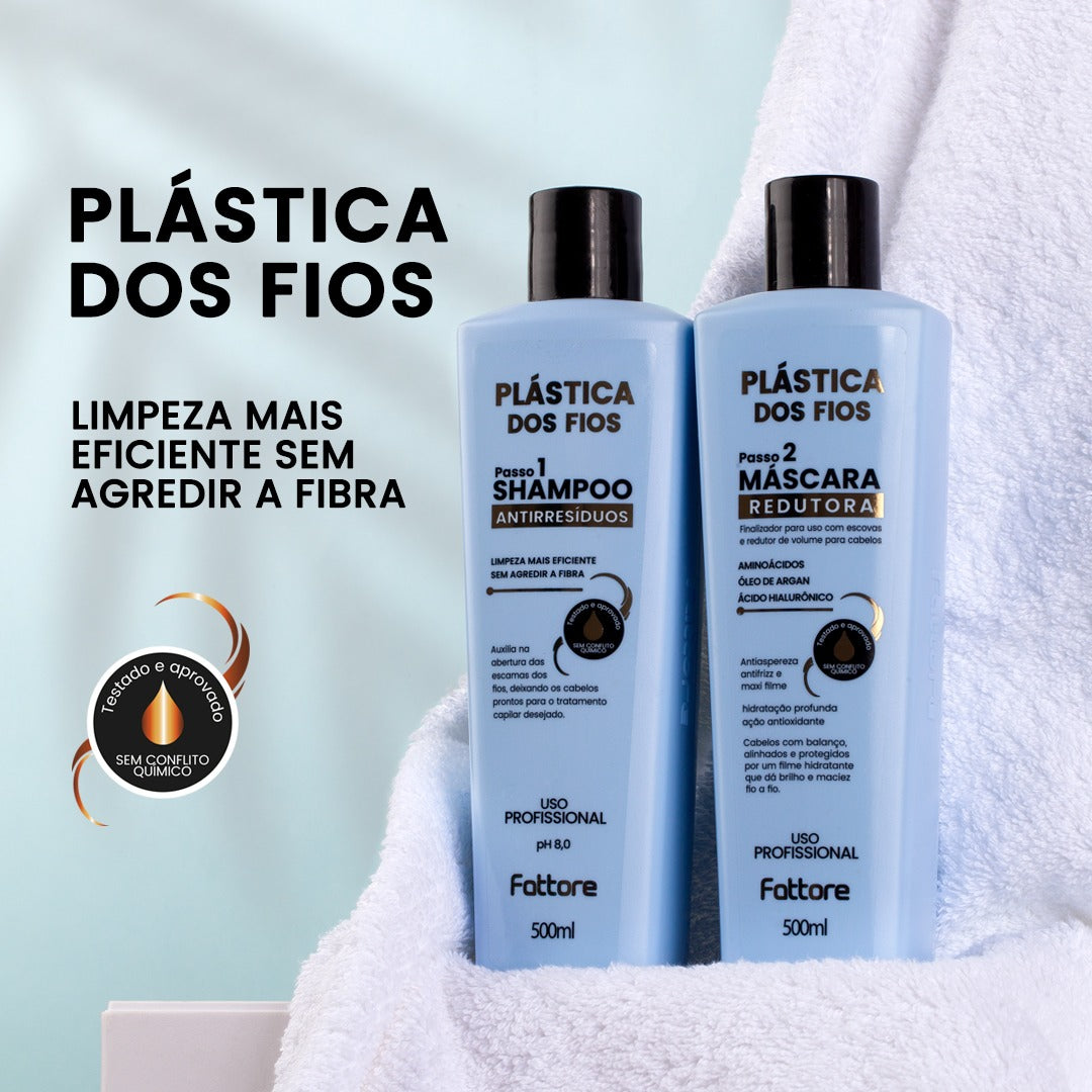 Fattore Kit Profissional Plástica dos Fios Shampoo Antirresíduos + Máscara Redutora 500ml
