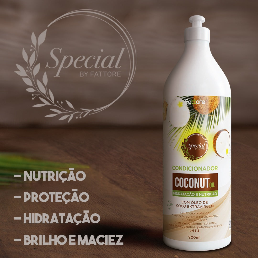 Kit Óleo de Coco Special By Fattore Shampoo 900ml + Condicionador 900ml