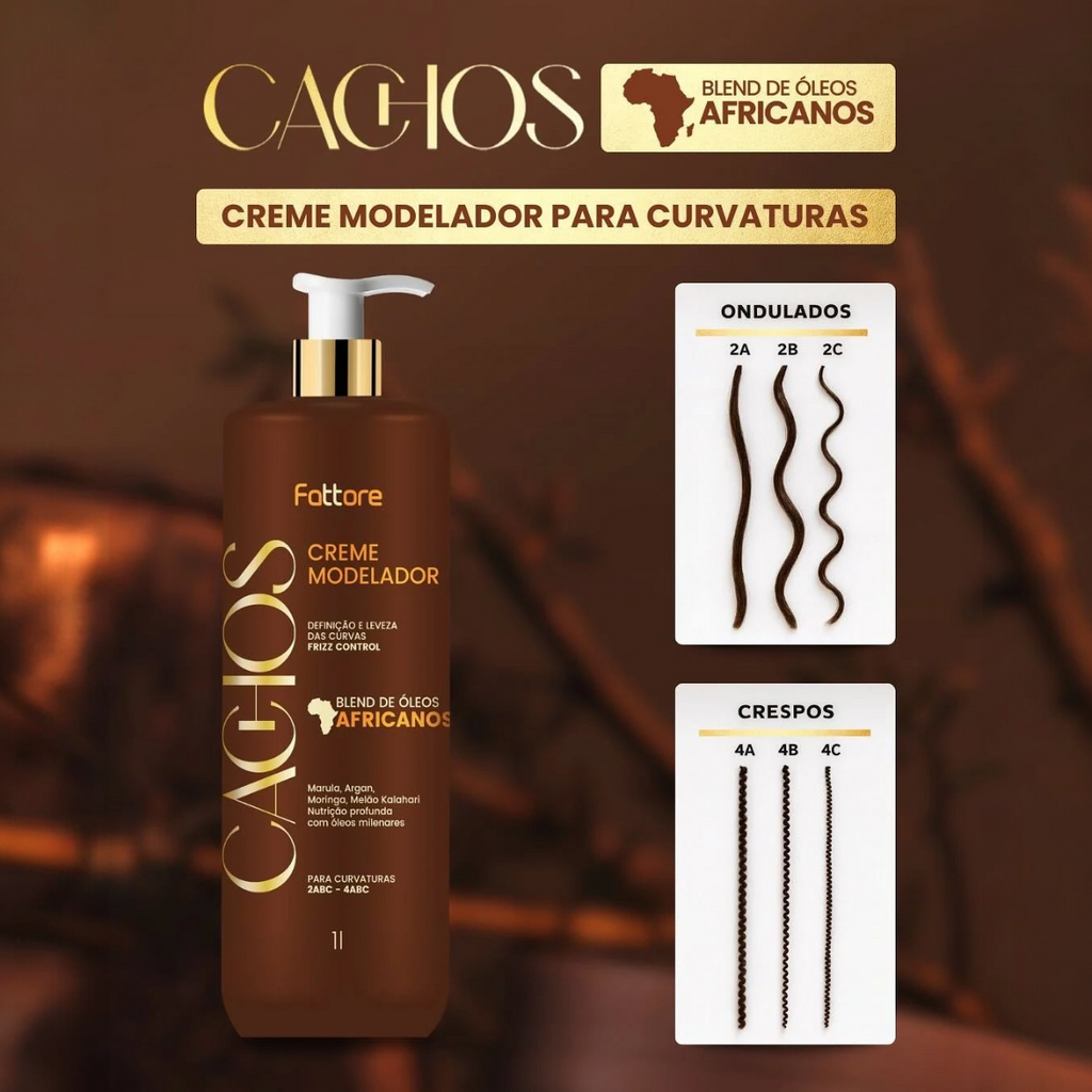 Creme Modelador Fattore Cachos Óleos Africanos 1L