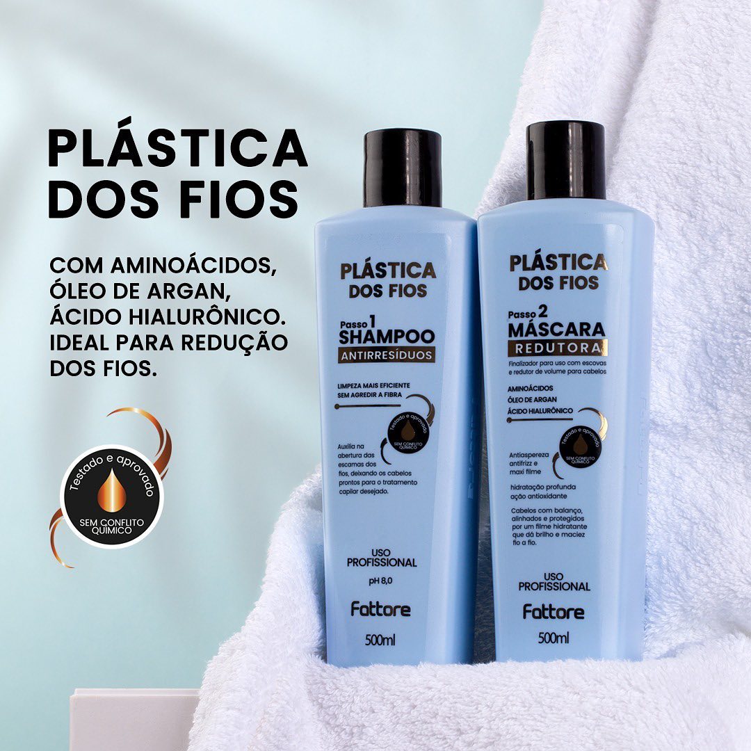 Fattore Kit Profissional Plástica dos Fios Shampoo Antirresíduos + Máscara Redutora 500ml