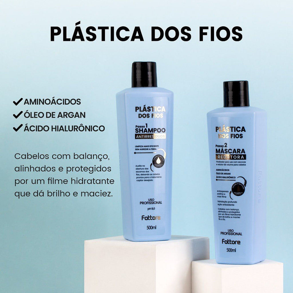 Fattore Kit Profissional Plástica dos Fios Shampoo Antirresíduos + Máscara Redutora 500ml