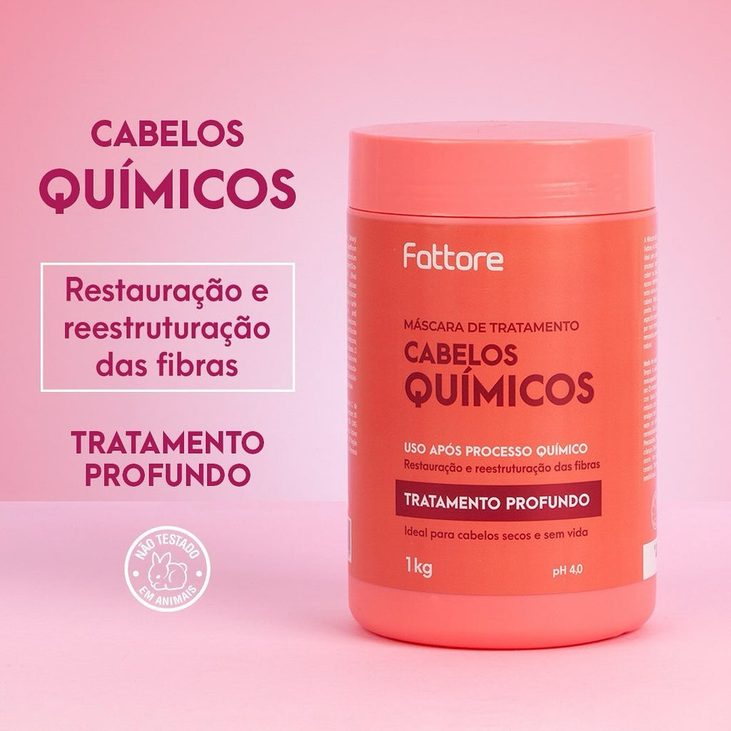 Fattore Kit Pós Quimica - Shampoo 1L + Condicionador 1L + Máscara 1KG