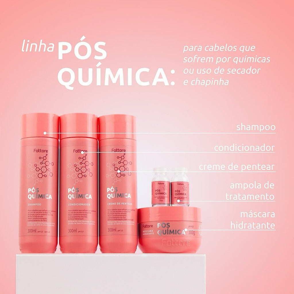 Fattore Kit Pós Química – Tratamento Completo para Cabelos com Química (5 Itens)