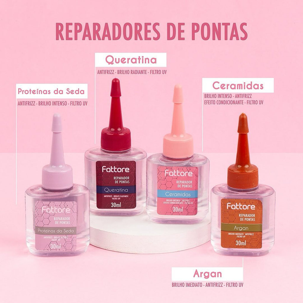 Fattore Reparador de Pontas Ceramidas 30ml – Antifrizz Filtro UV
