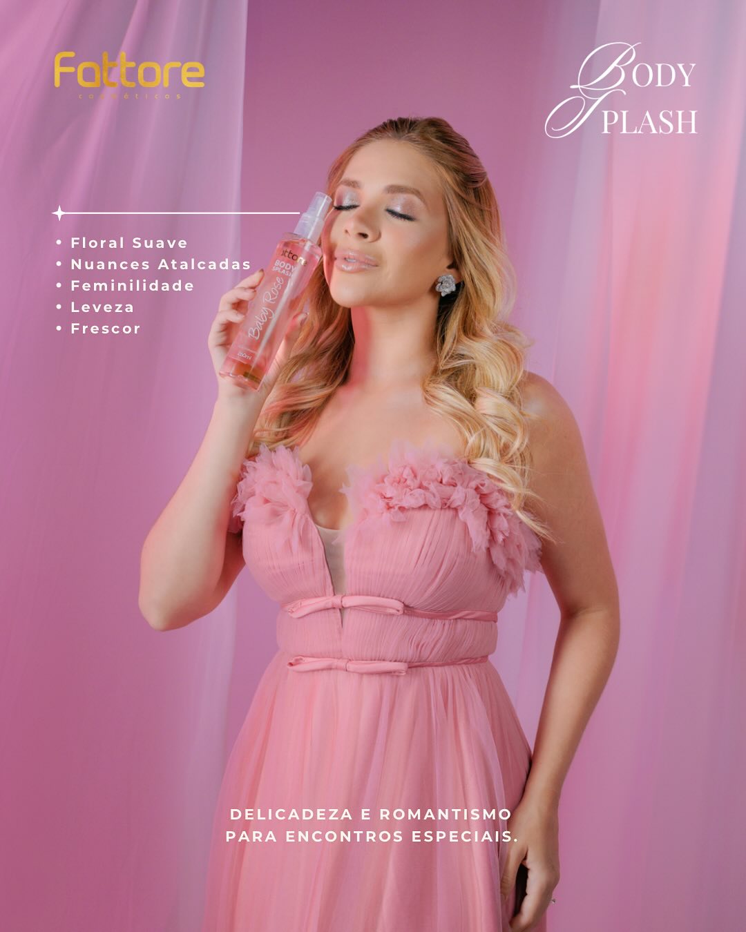 Body Splash Fattore Baby Rose 260ml – Floral Suave, Frescor e Delicadeza