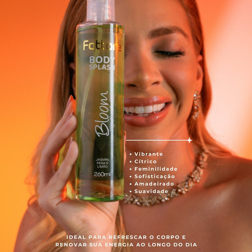 Fattore Body Splash Bloom 260ml – Fragrância Vibrante Cítrica