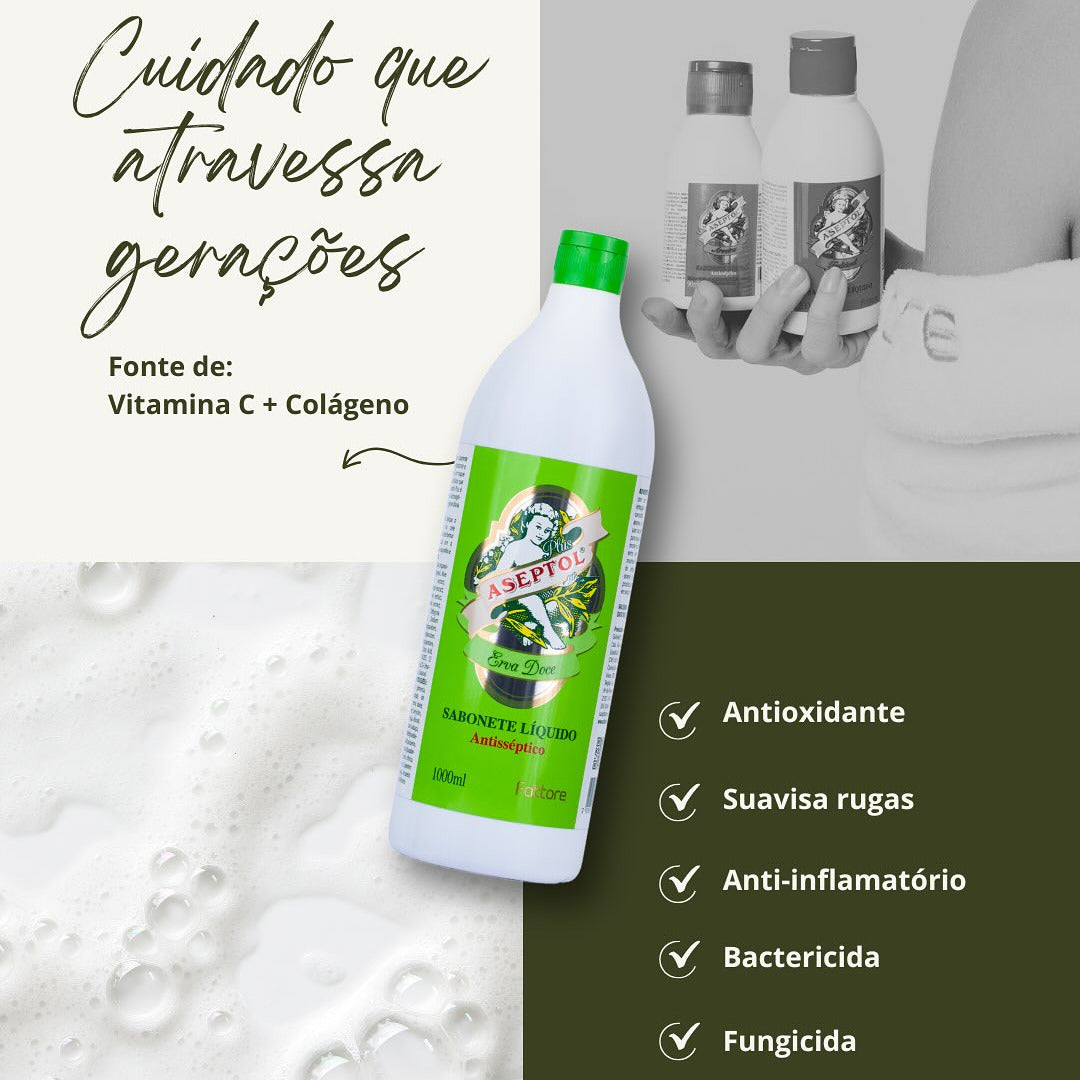 Aseptol Sabonete Antisséptico Erva Doce 1 Litro – Fattore Cosméticos