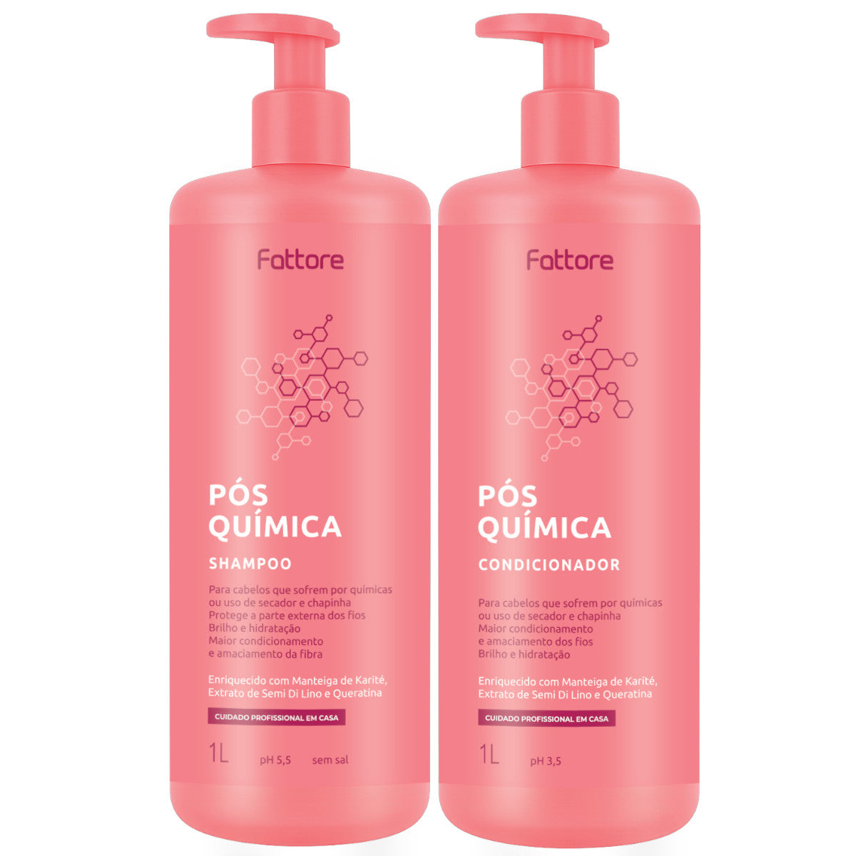 Fattore Kit Pós Química Shampoo 1L + Condicionador 1L