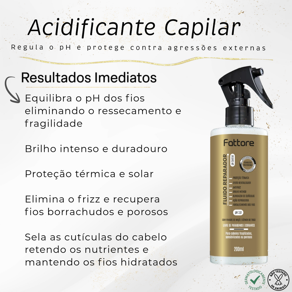 Fattore Fluido Reparador 200ml – Regulador de pH com Proteção Térmica