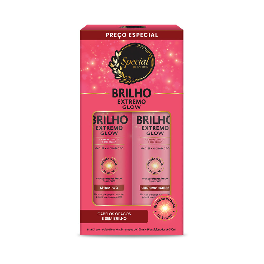 Kit Brilho Extremo Glow Special By Fattore Shampoo 300ml Condicionador 250ml