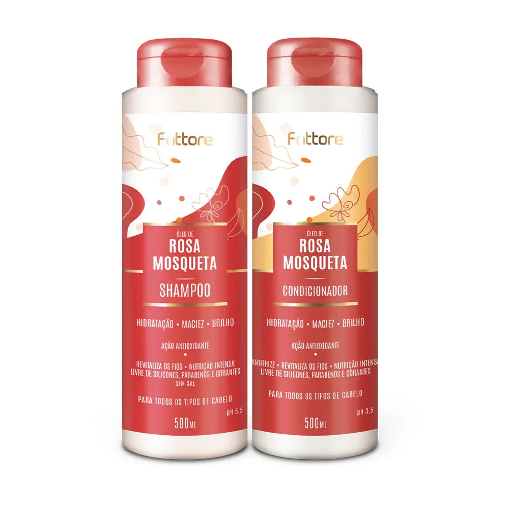 Kit Fattore Shampoo e Condicionador Rosa Mosqueta 500ml