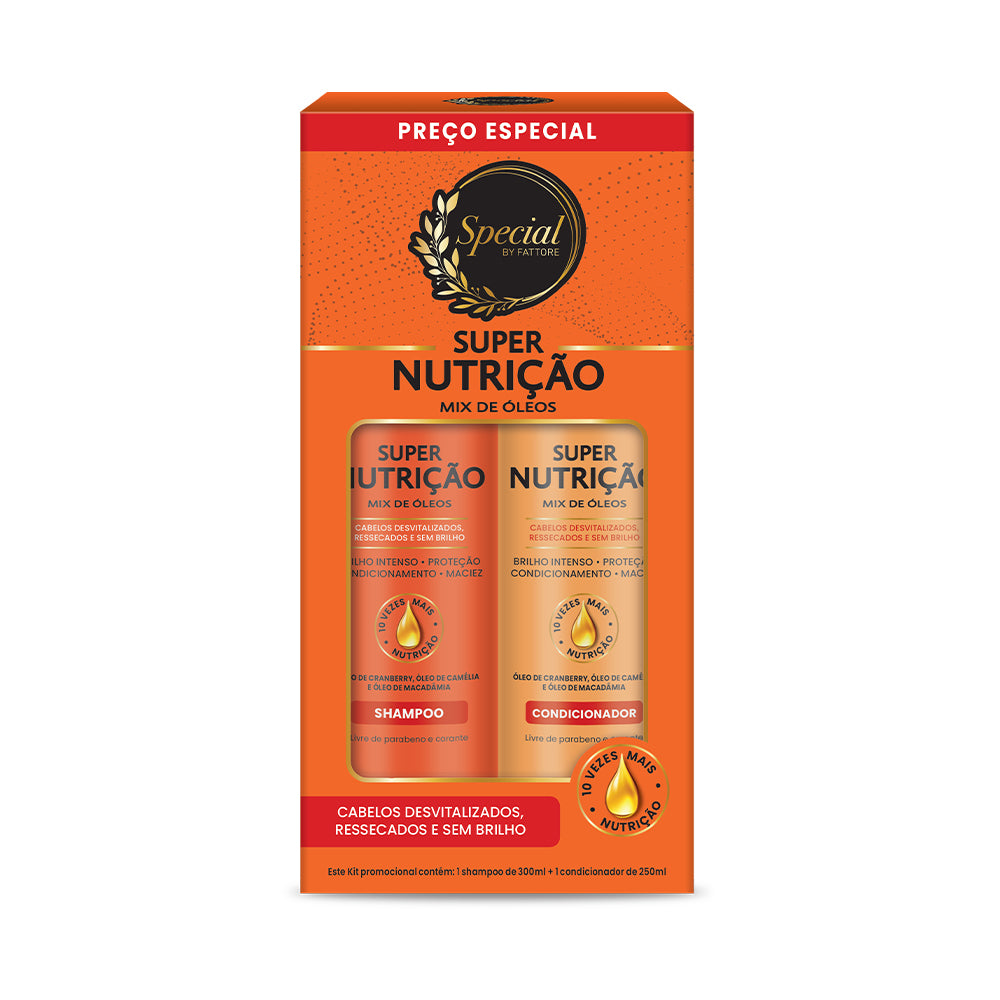 Kit Super Nutrição Mix de Óleos Special By Fattore Shampoo 300ml Condicionador 250ml