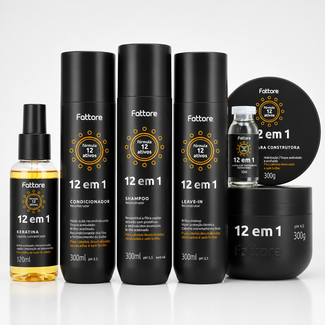 Fattore Kit Completo 12 em 1 – Tratamento Profissional (6 Itens)