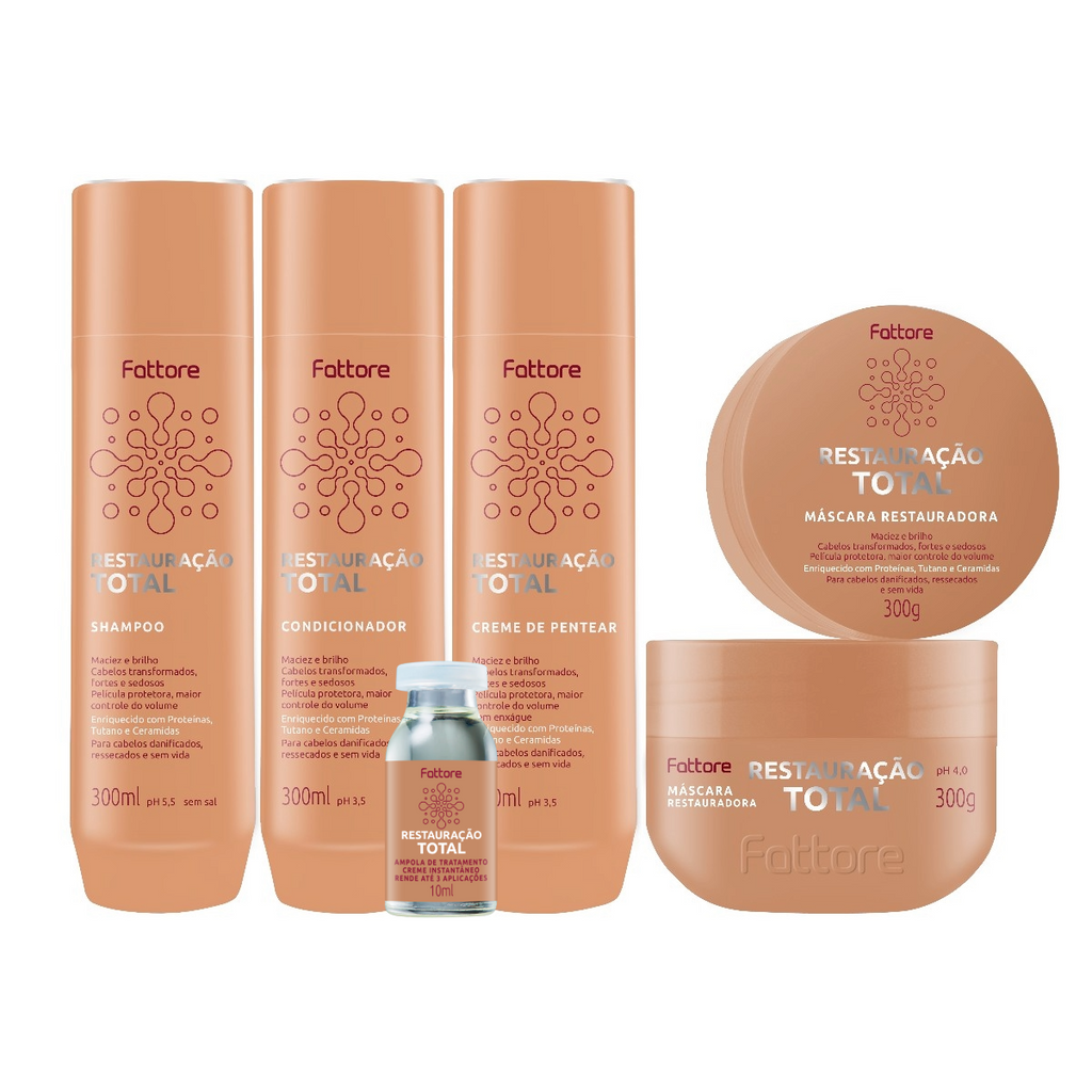 Fattore Kit Restauração Total – Reconstrução com Ceramidas e Tutano (5 Itens)