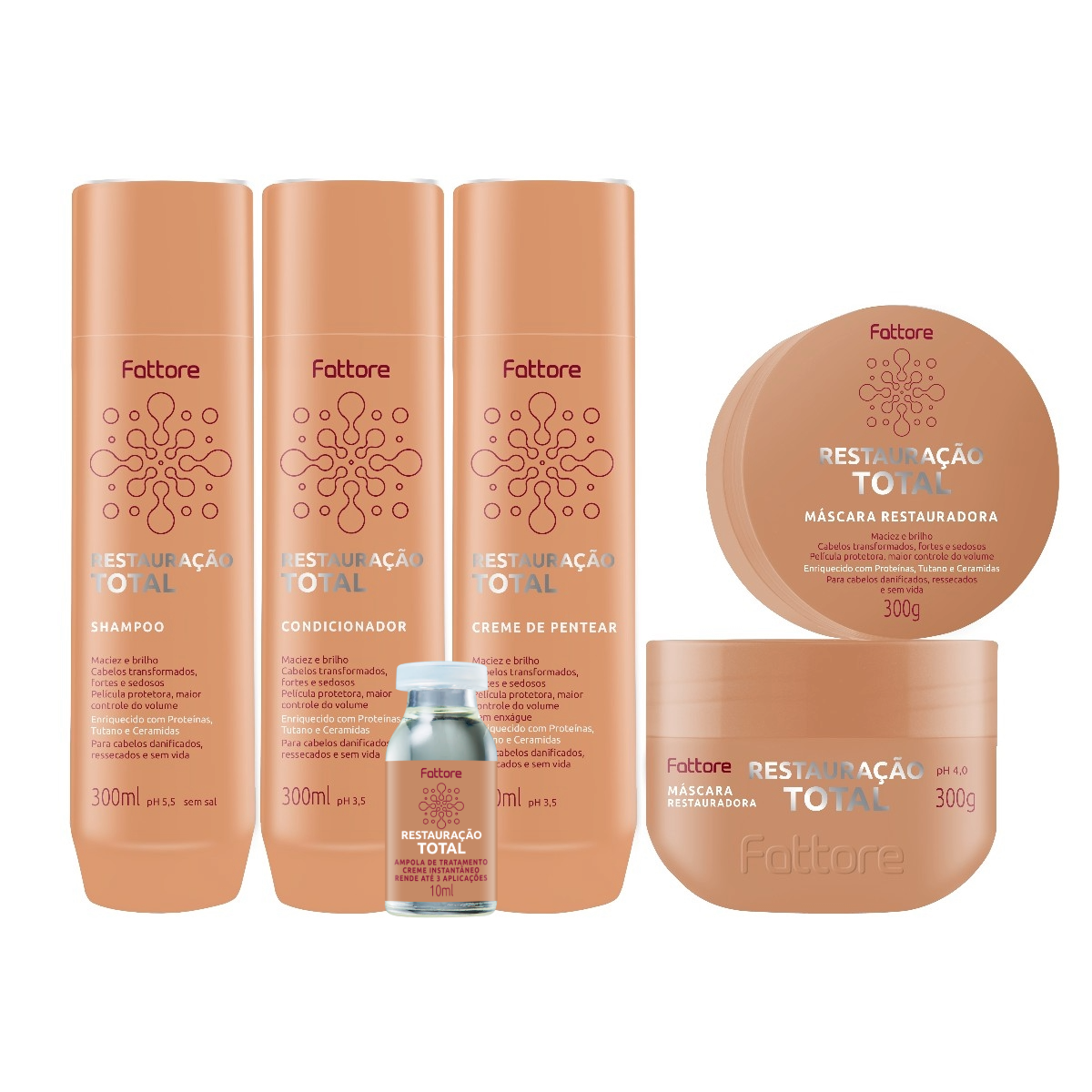 Fattore Kit Restauração Total – Reconstrução com Ceramidas e Tutano (5 Itens)