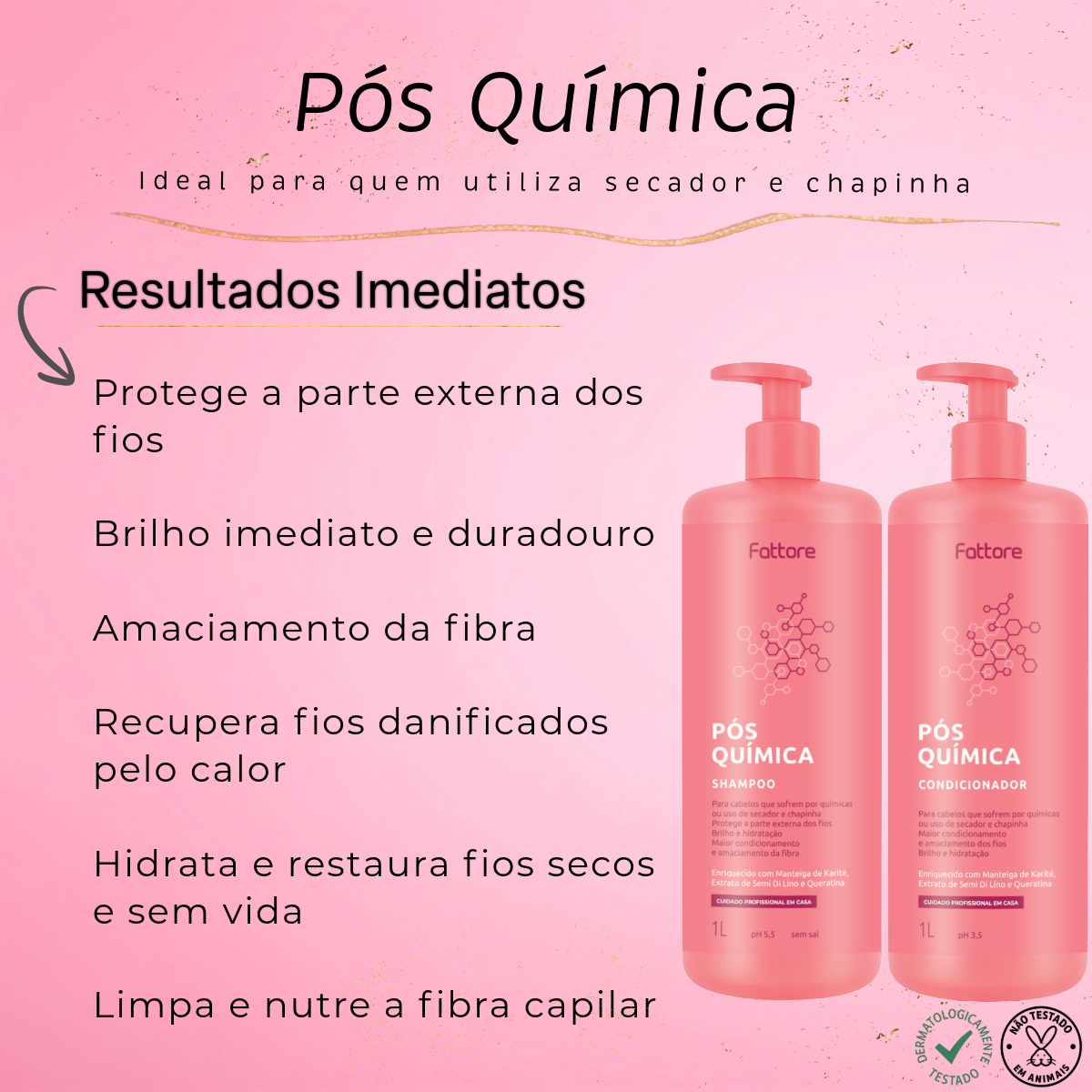 Fattore Kit Pós Química - Shampoo 1L + Condicionador 1L + Máscara 1KG
