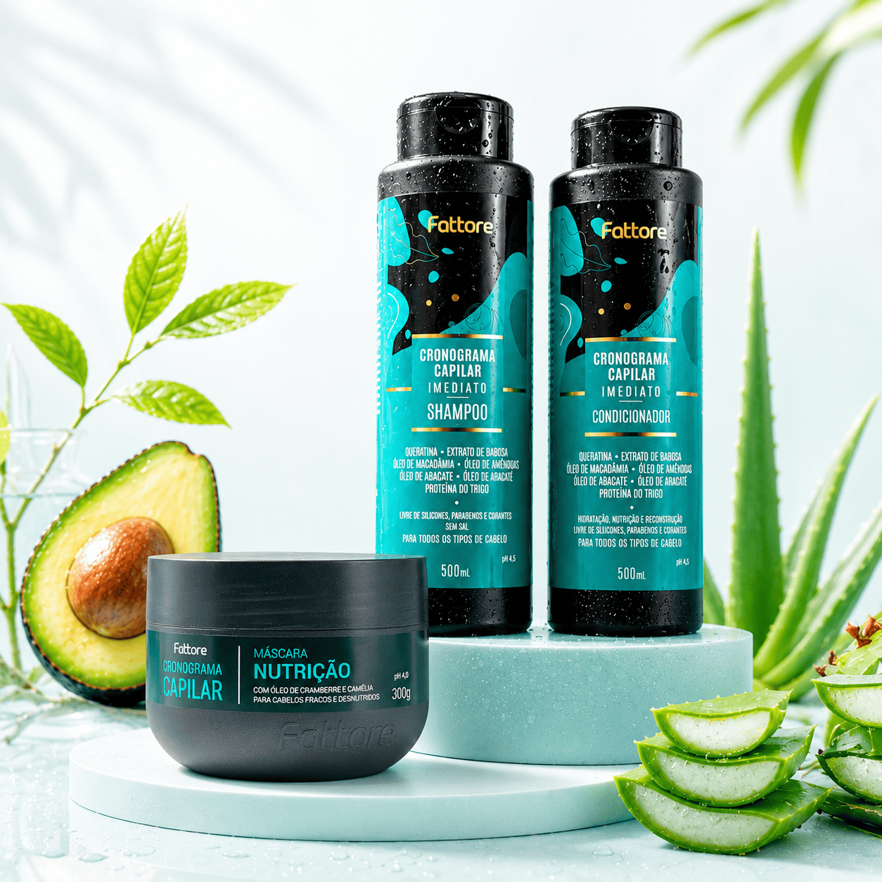 Kit Cronograma Capilar Completo 500ml – Hidratação, Nutrição e Reconstrução