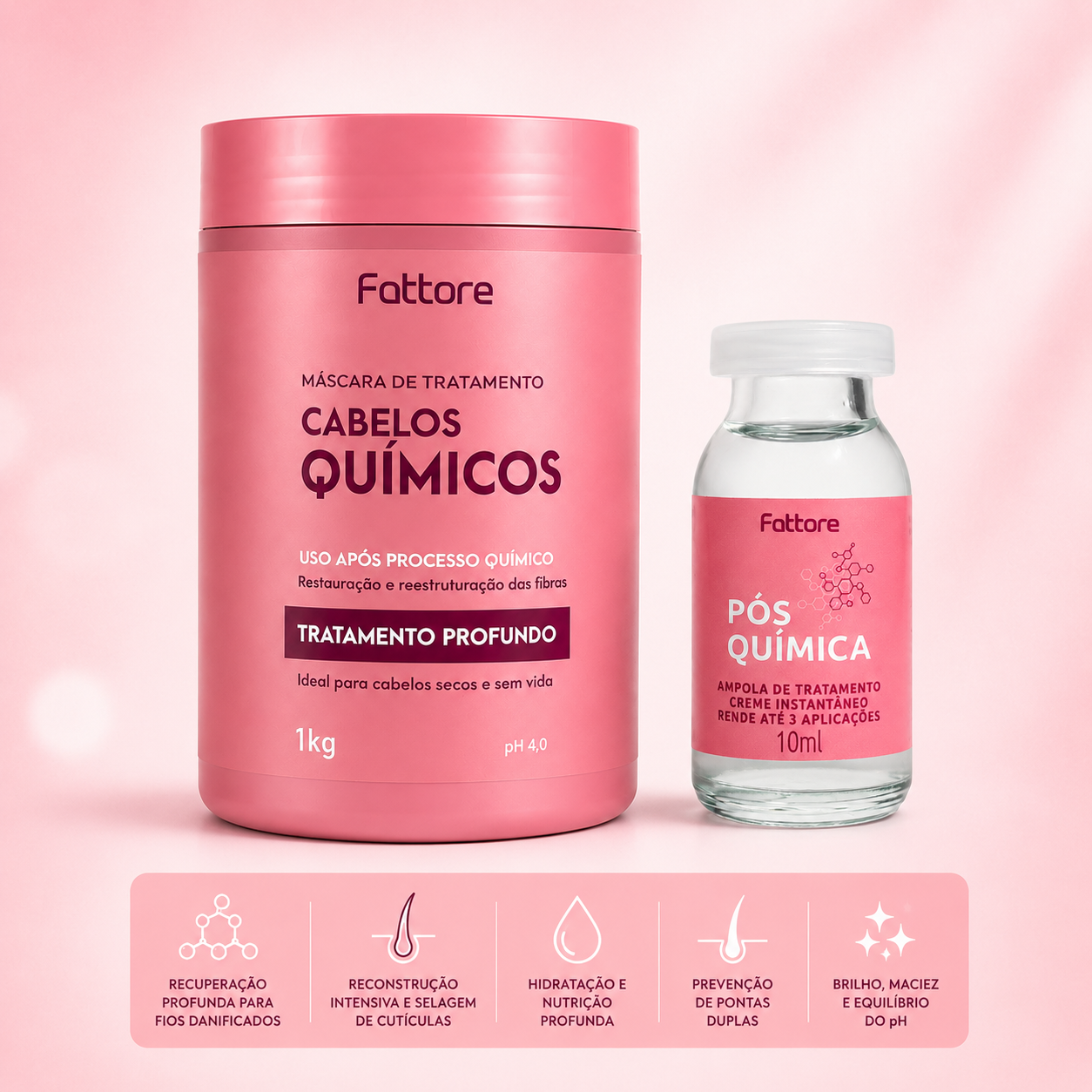 Kit Profissional Pós Química Completo – Para Cabelos com Química e Danificados (5 Itens)