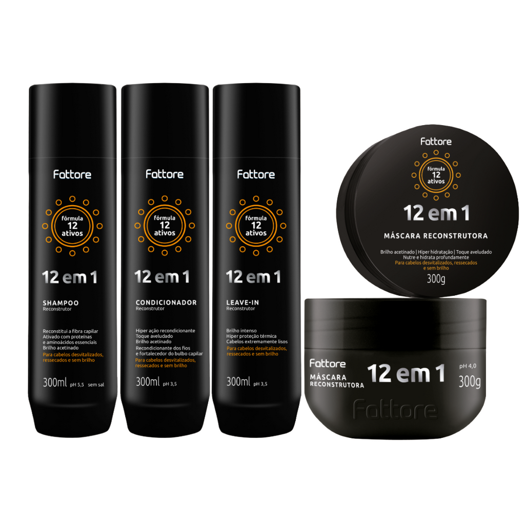 Fattore Kit Reconstrutor 12 em 1 – Reconstrução Profunda (4 Itens)