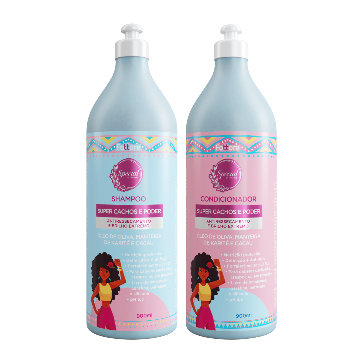 Kit Super Cachos Special By Fattore Shampoo 900ml + Condicionador 900ml