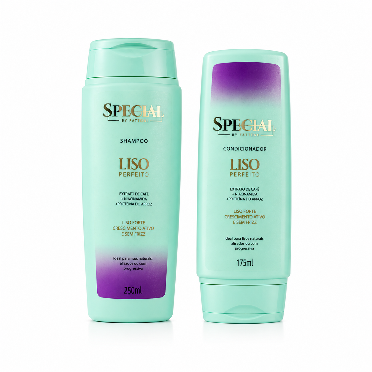 Kit Liso Perfeito Special by Fattore Shampoo 250ml + Condicionador 175ml – Antifrizz, Brilho e Maciez