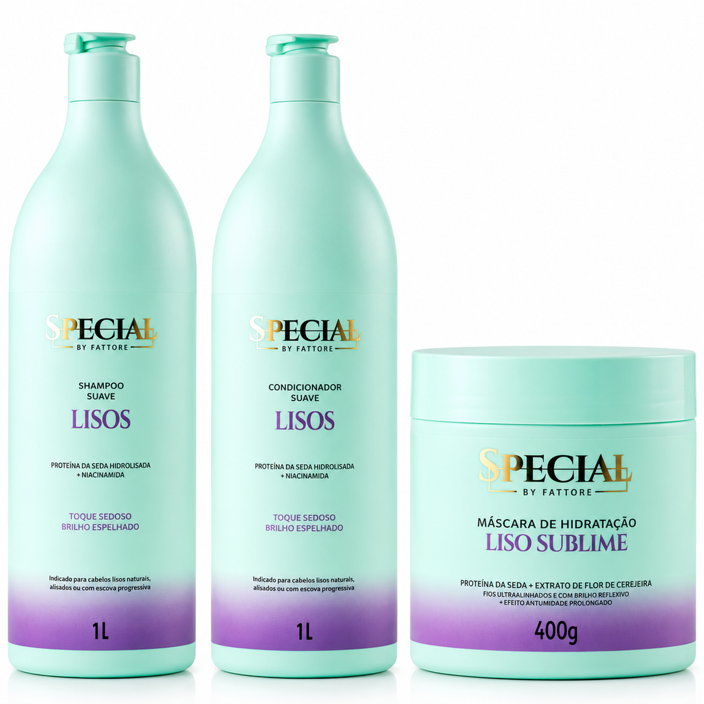 Kit Liso Perfeito Shampoo e Condicionador 1L + Máscara 400g - Special By Fattore