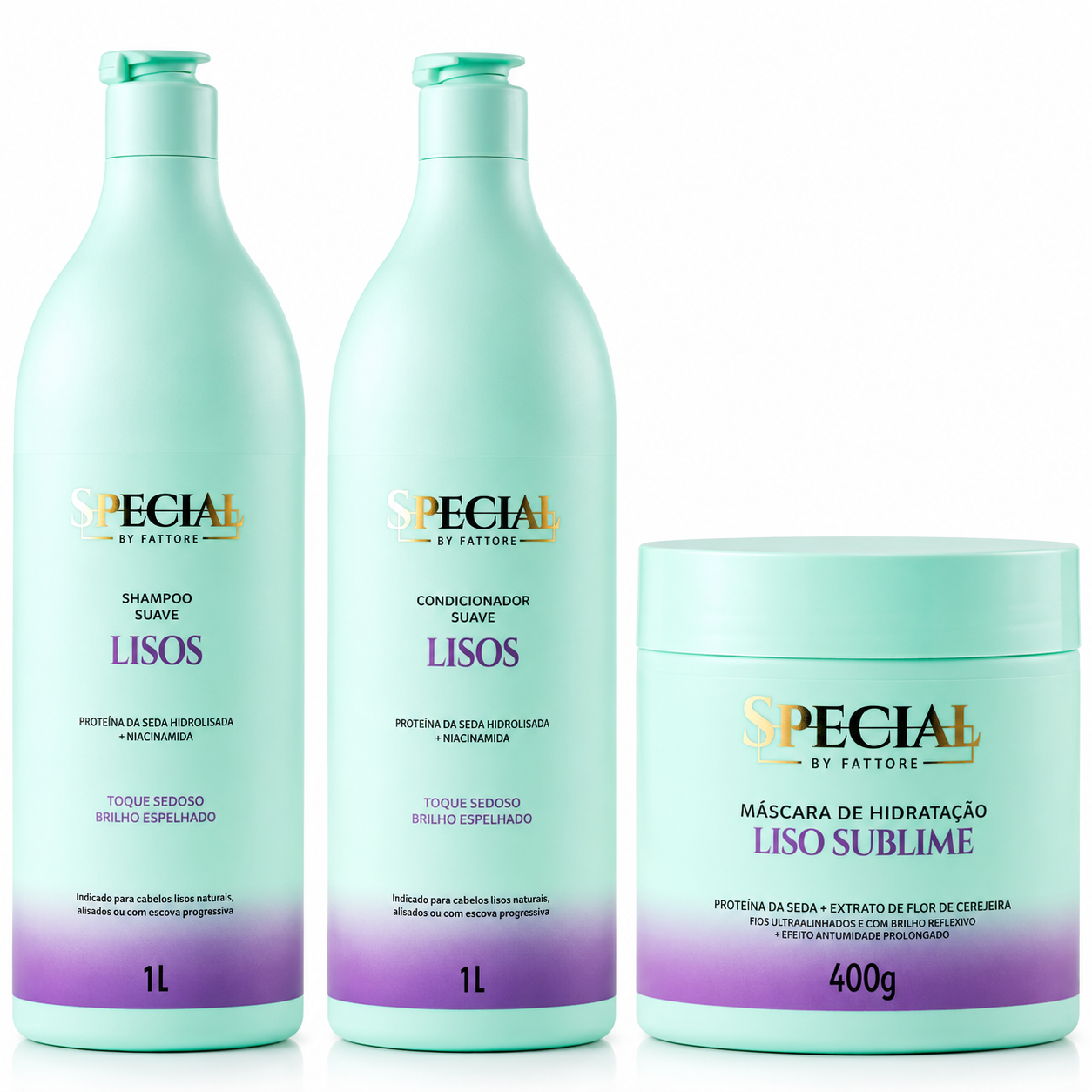 Kit Liso Perfeito Shampoo e Condicionador 1L + Máscara 400g - Special By Fattore