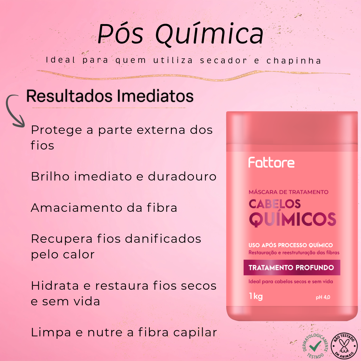 Fattore Kit Pós Química - Shampoo 1L + Condicionador 1L + Máscara 1KG