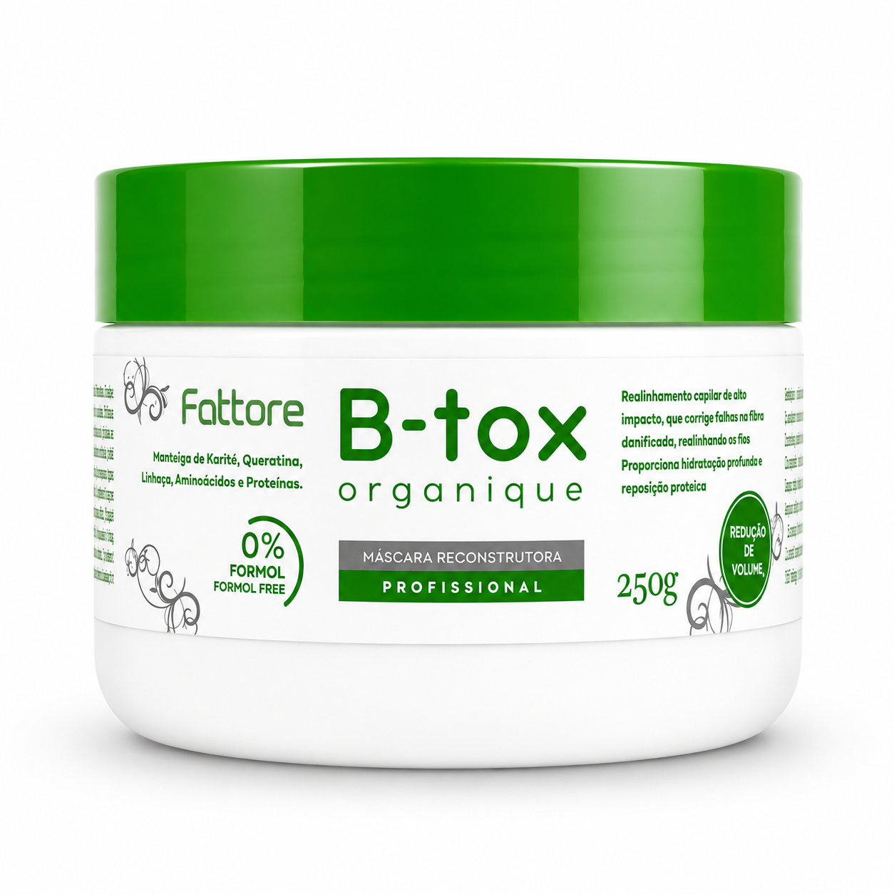 Fattore Botox Capilar Organique 250g – Máscara Reconstrutora Sem Formol