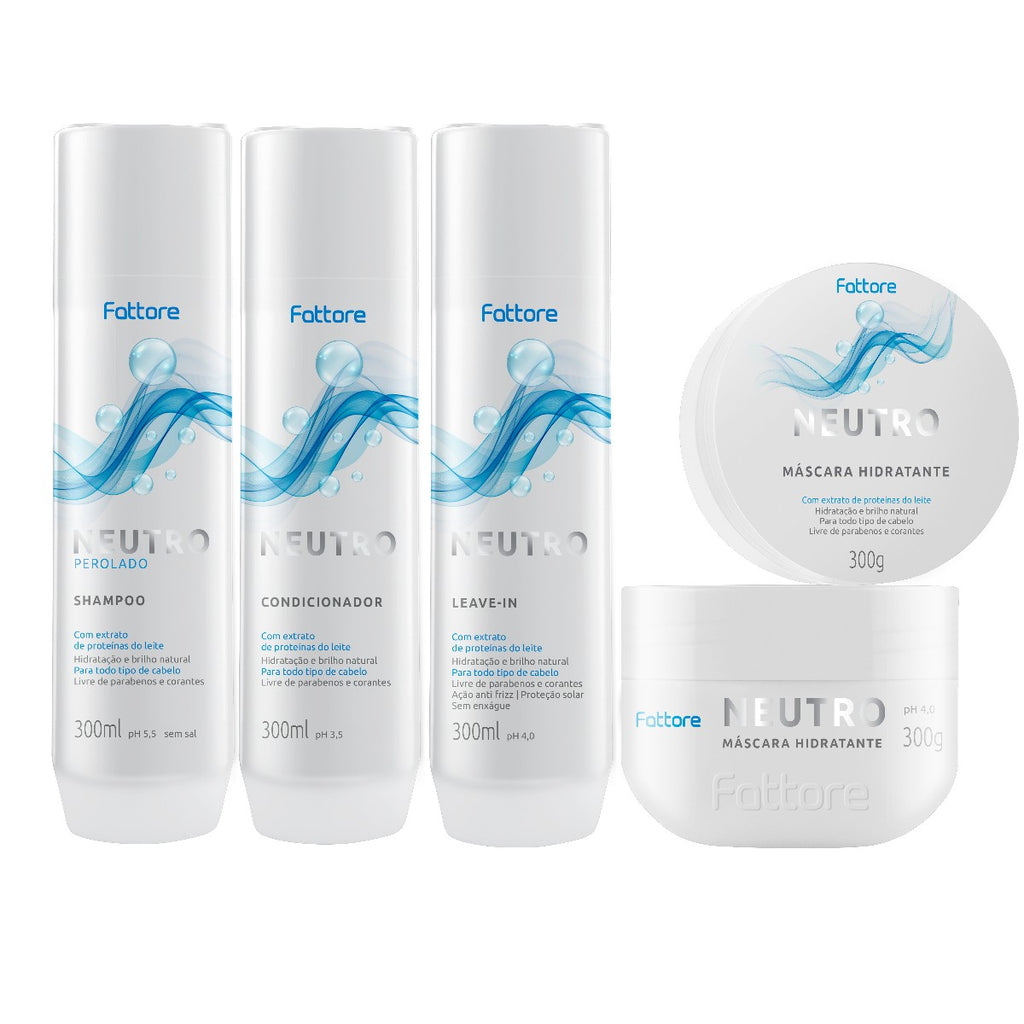 Fattore Kit Neutro – Nutrição, Brilho e Proteção Solar (4 Itens)