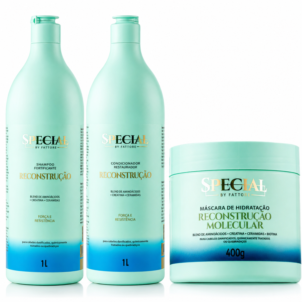 Kit Reconstrução Shampoo e Condicionador 1L + Máscara 400g - Special By Fattore