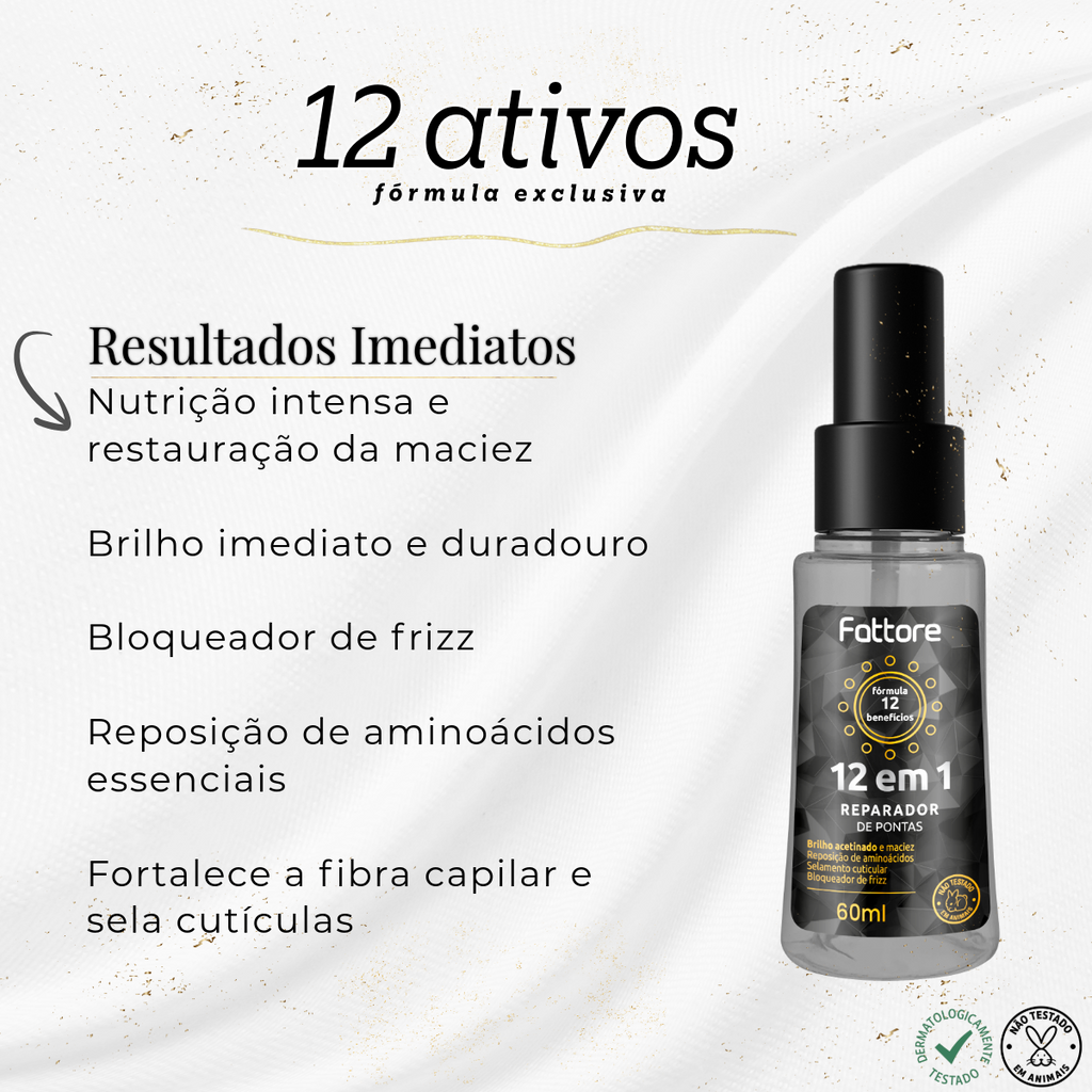 Fattore Reparador de Pontas Fattore 12 em 1 – Selagem e Anti-Frizz 70ml