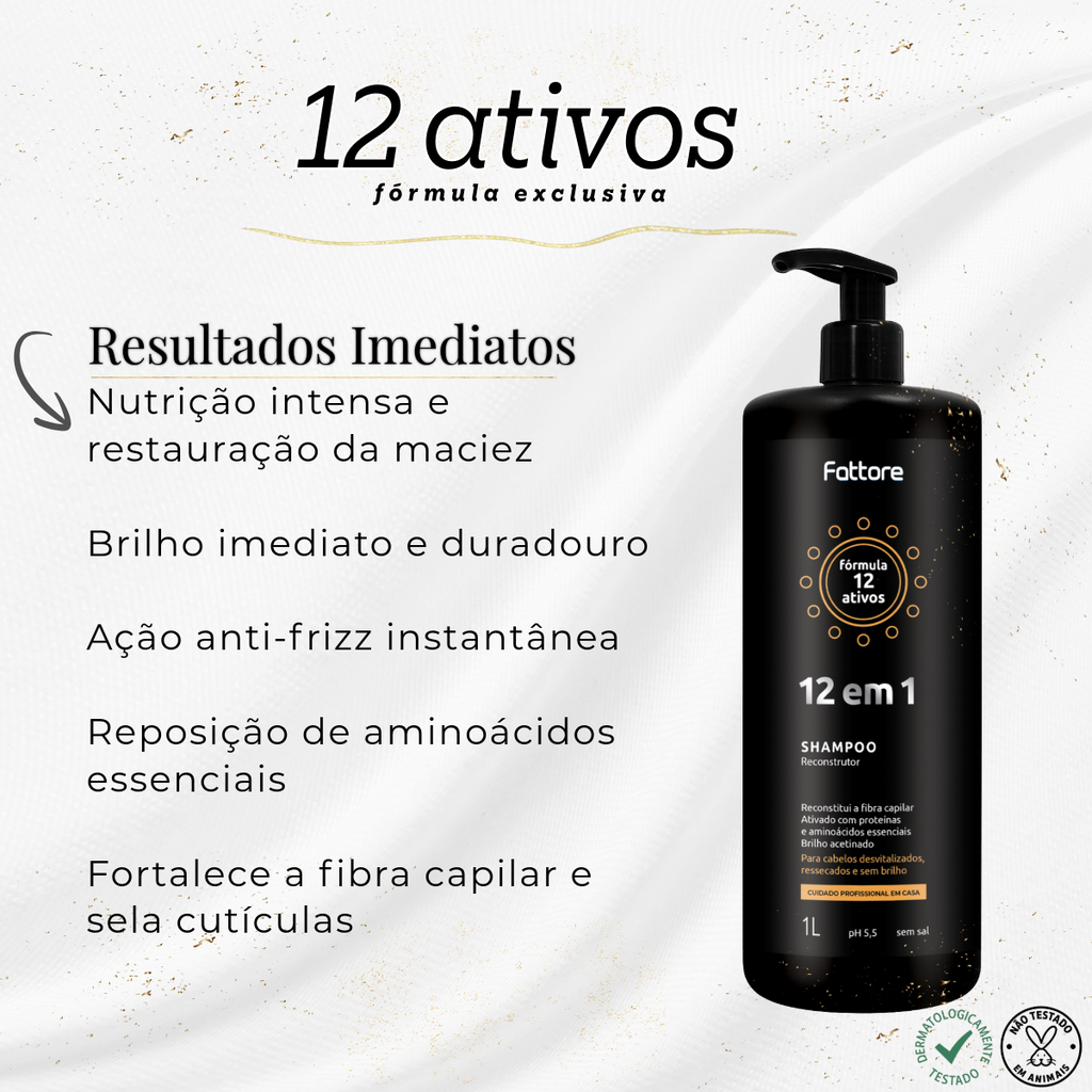 Fattore Shampoo Reconstrutor 12 em 1 Reconstrução Profunda – 1 Litro