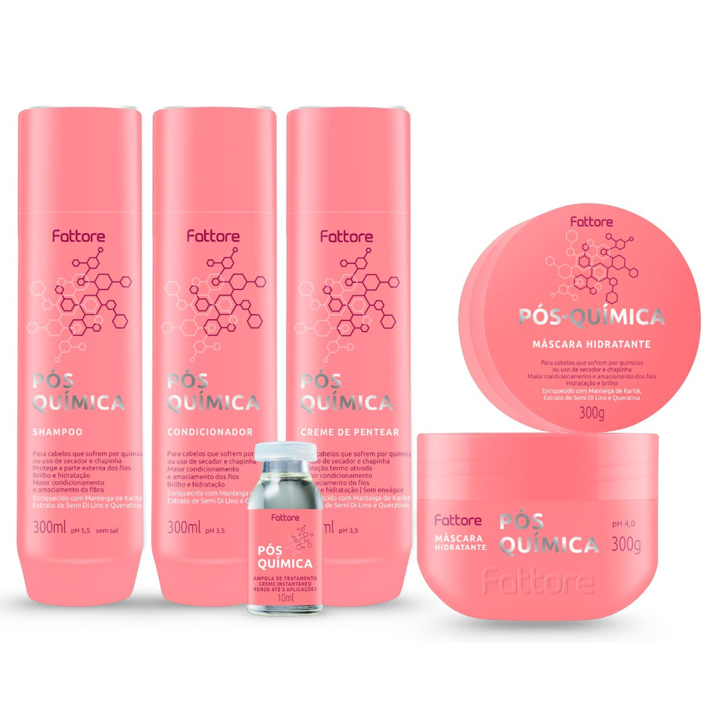 Fattore Kit Pós Química – Tratamento Completo para Cabelos com Química (5 Itens)